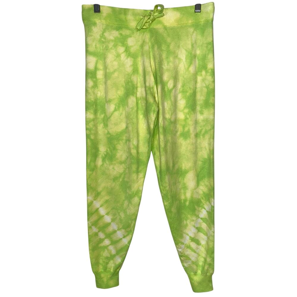 NWT WISPR Brodie Calypso Acid Lime Green Tie Dye Cotton Silk Jogger Size M